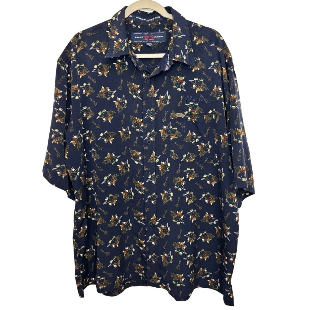 Rare Vintage Phat Farm Button Up Short Sleeve Shirt Y2K Navy XL
